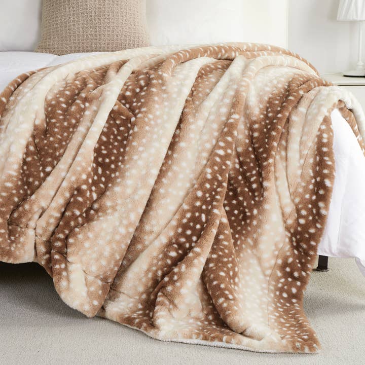 DreamValley - Wholesale Throw Blanket - CB Faux Fur Throw Blankets Soft Bed Blanket, Deer6
