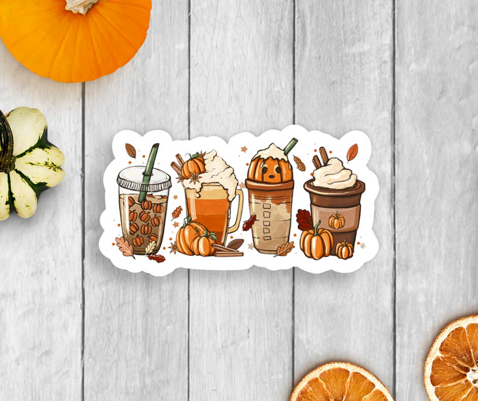 Expression Design Co – wholesale Sticker – Fall Pumpkin Latte Vinyl Sticker
