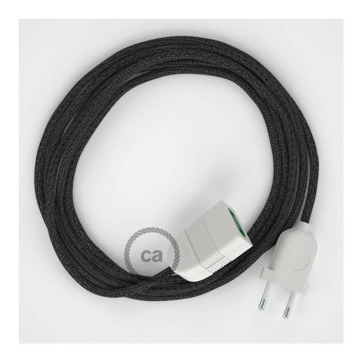 Alargador eléctrico con cable textil RN03 Lino Natural Antracita 2P para venta al por mayor de LIGHTINUP S.R.L.