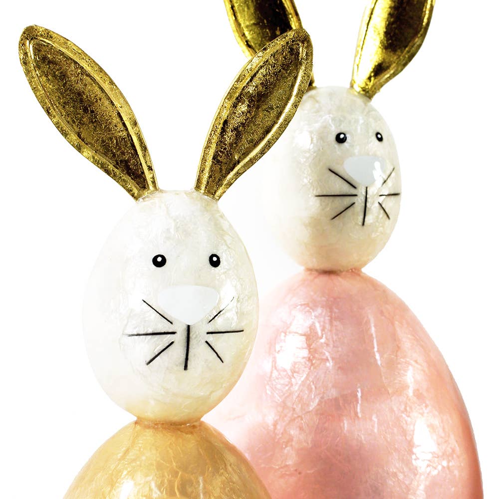 Dekorasyon Gifts  Decor - Wholesale Decorative Tabletop Object - Capiz Tabletop Bunny w/Gold Ears (White/Gold)2