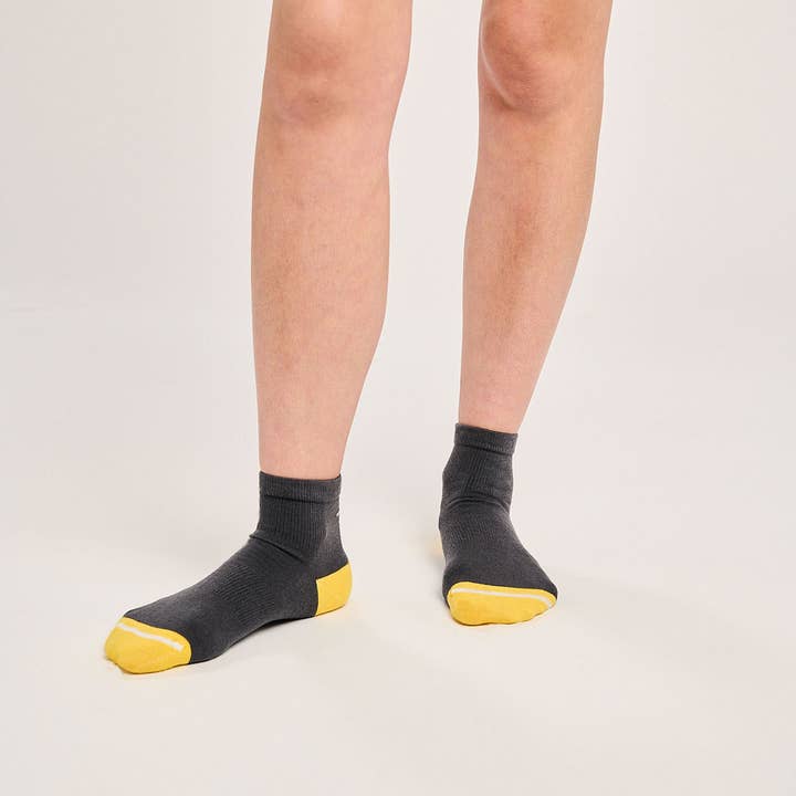 Recycled Charcoal Rib Quarter Socks for wholesale by Teddy Locks