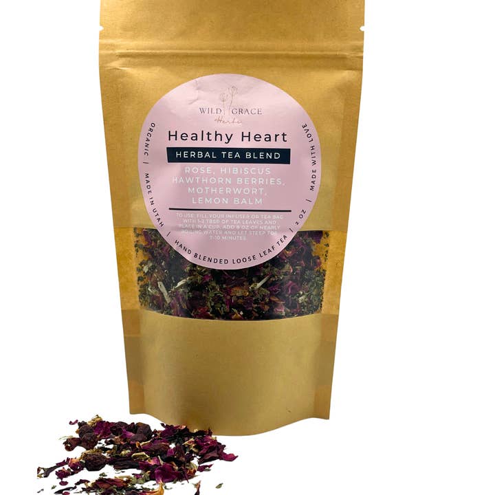 Healthy Heart Organic Loose Leaf Tea for wholesale by Wild Grace Herbs