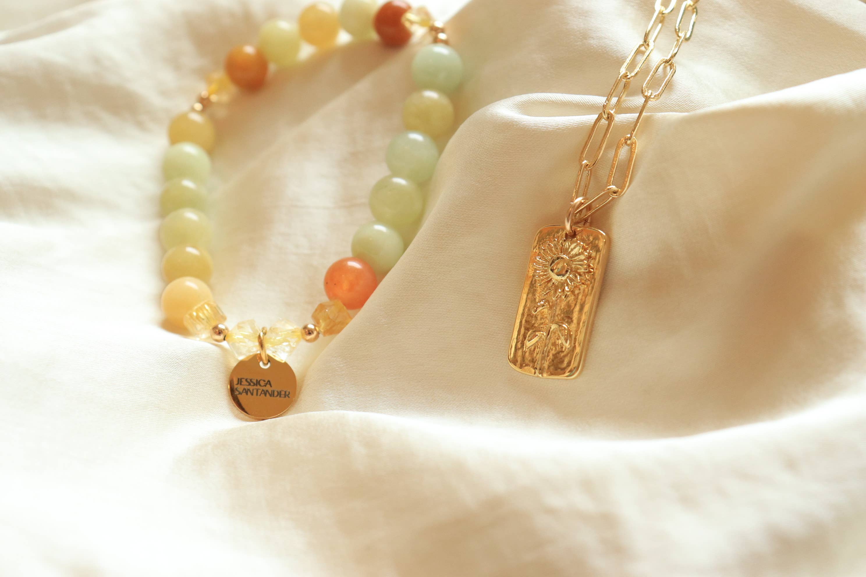 Jessica Santander - Wholesale Pendant/Charm Necklace - Gold-filled Simple Sunflower Charm Paperclip Necklace2