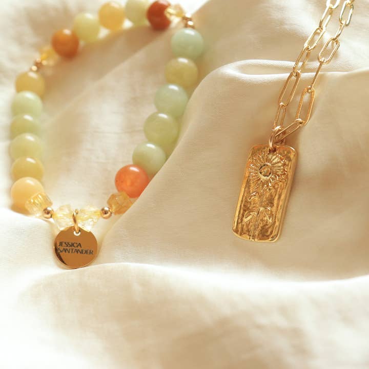 Jessica Santander - Wholesale Pendant/Charm Necklace - Gold-filled Simple Sunflower Charm Paperclip Necklace2