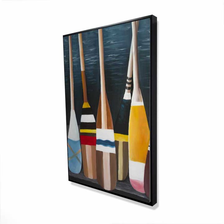 Colorful Paddles Coastal Blue Bathroom Canvas - Home Decor for wholesale by BEGIN HOME DECOR