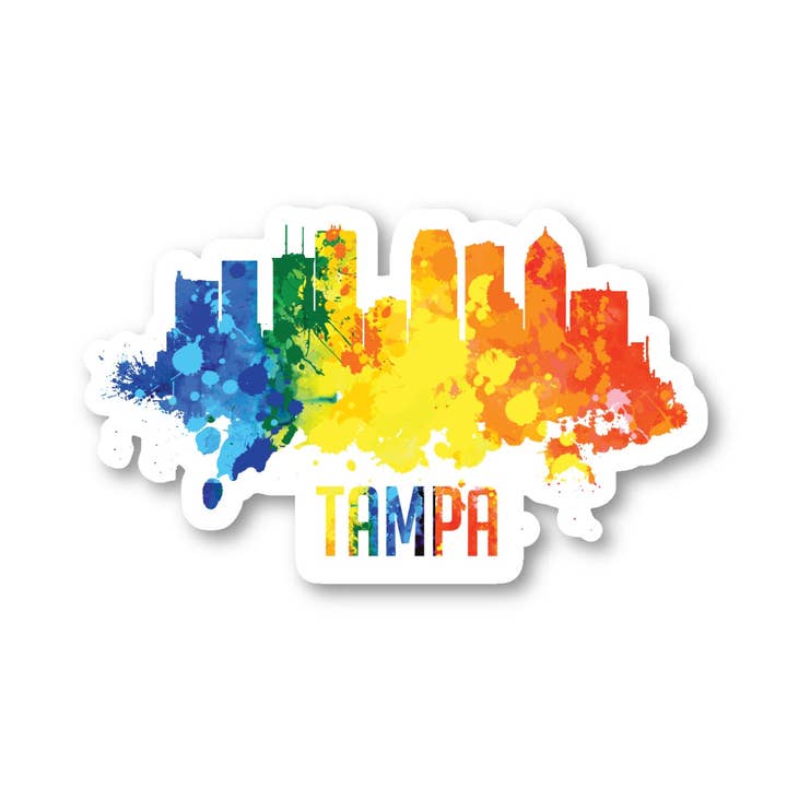 Tampa City Skyline Watercolor 3 Pack - Set of 2.5, 3 and 4 Inch Vinyl Laptop Stickers - City Skyline Watercolor for Laptop, Phone, Water Bottle, Car & More Decal (3 Pack) for wholesale by FunPopStickers