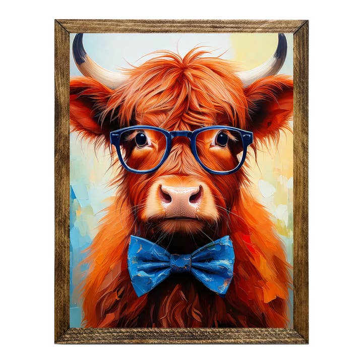 ARTISTIC SERIES TIMBERLAND- ANIMALS WITH GLASSES HGHLND COW for wholesale by Jarmz Designs