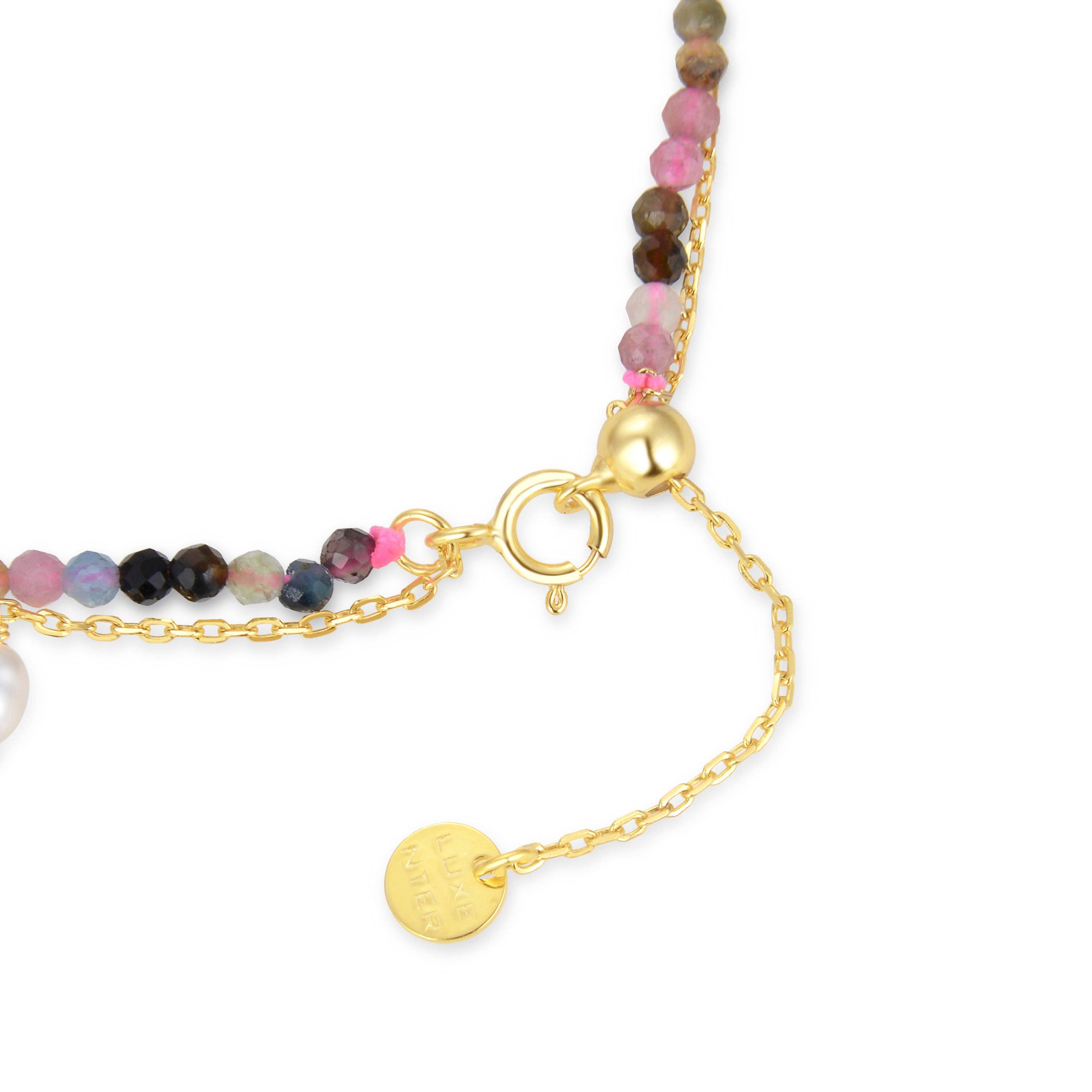 Luxenter - Wholesale Beaded Bracelet - Pulsera Luxenter de Plata de Ley 925 con Perla Blanca acabada en oro amarillo de 18K - Ysna3