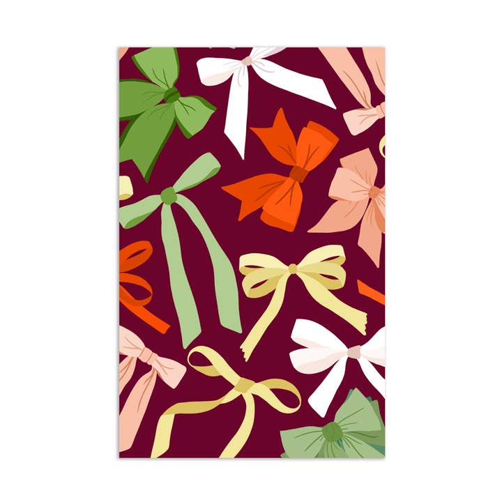 Mini card - Christmas gift tag - pattern cute festive bows for wholesale by Muchable