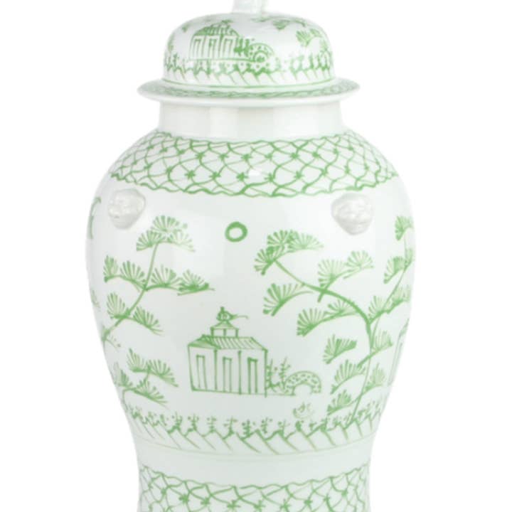 Stor grön och vit byscenburk för wholesale av The Enchanted Home