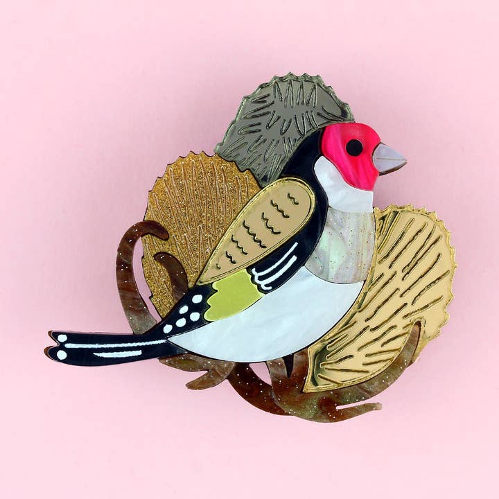 Goldfinch Brooch for wholesale by Little Moose