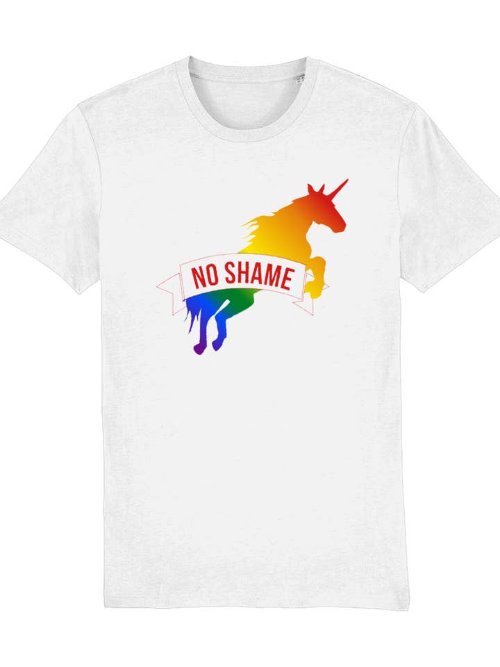 No shame Rainbow Unicorn Organic Cotton T-Shirt for wholesale by Unapologaytic