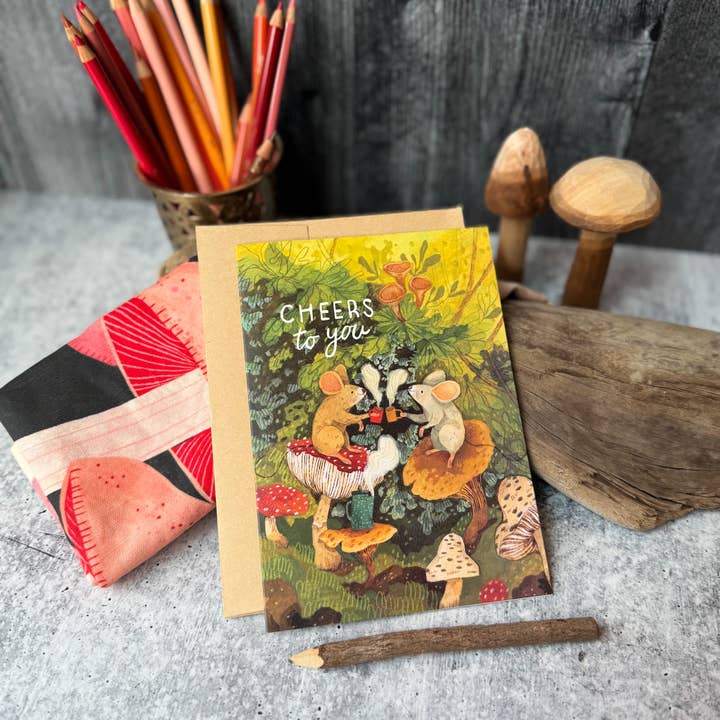 Canyon & Cove Art - Wholesale Verjaardagskaartje - Paddenstoel Proost Verjaardagskaart1