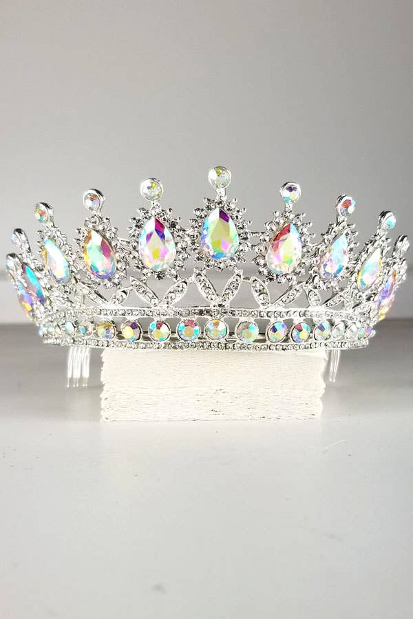 Chicas - Wholesale Tiara - Women's - One Size Fits All Metal Tiara With Jewel Rhinestones HT879-57