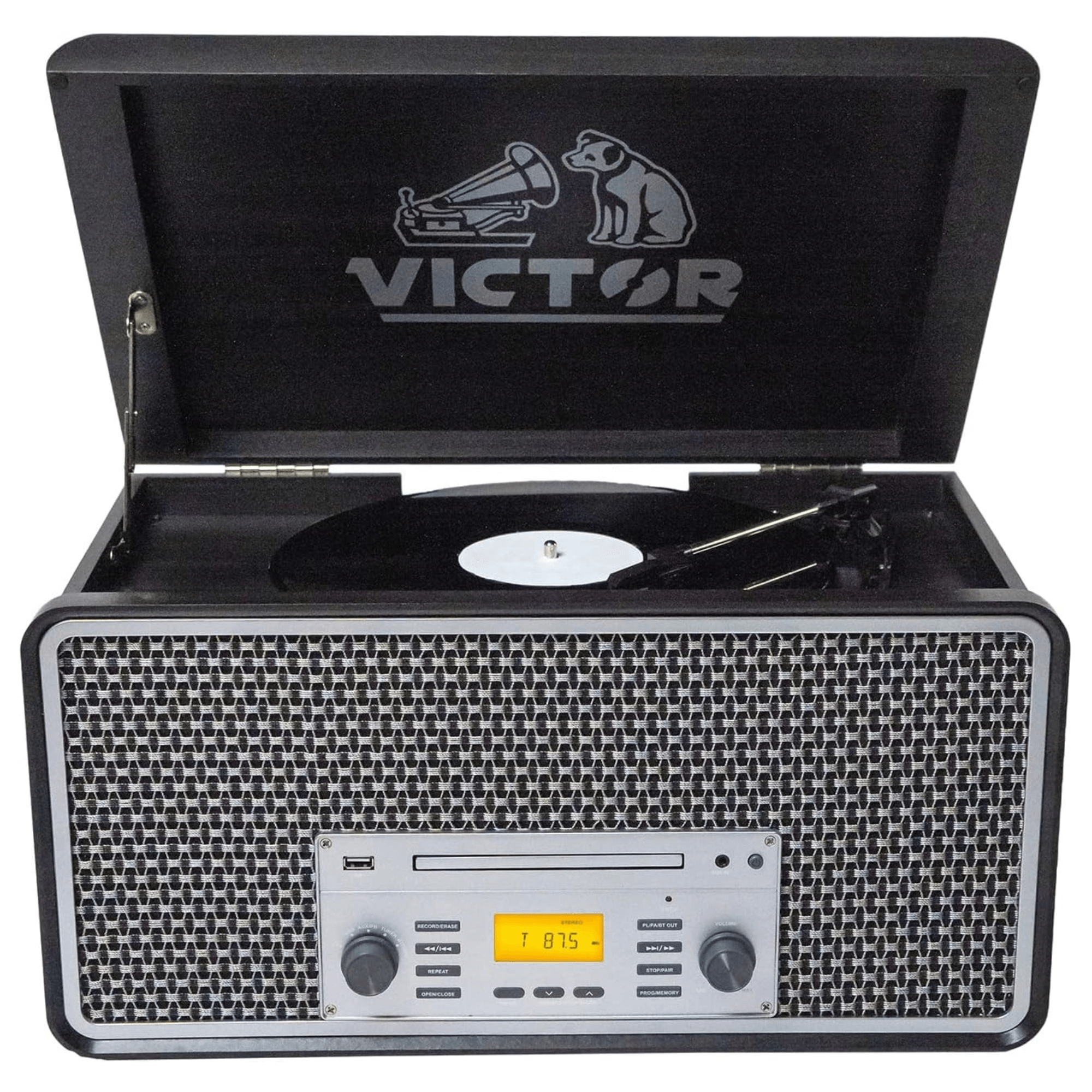 JupiterGear Home - Wholesale Speakers - Victor Monument 8-in-1 Wood Music Center w 3-Speed Turntable15