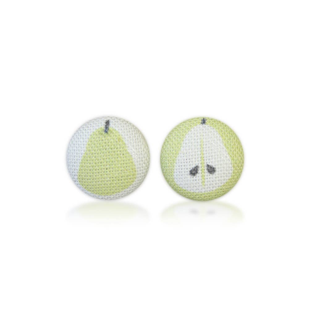 Rachel O's - Wholesale Stud/Post Earrings - Pear Fabric Button Earrings4