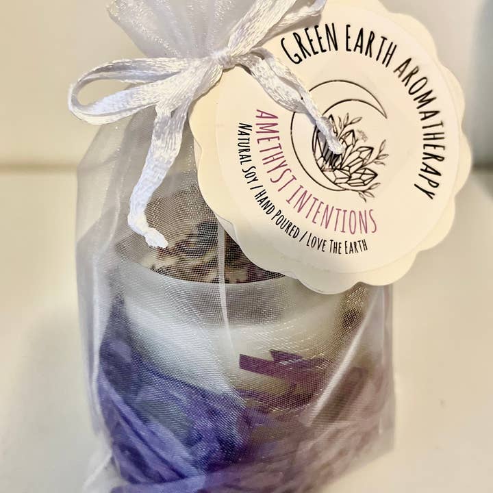 Green Earth Aromatherapy - Wholesale Jar/Filled Candle - Crystal Intention Candles with Natural Soy Wax
