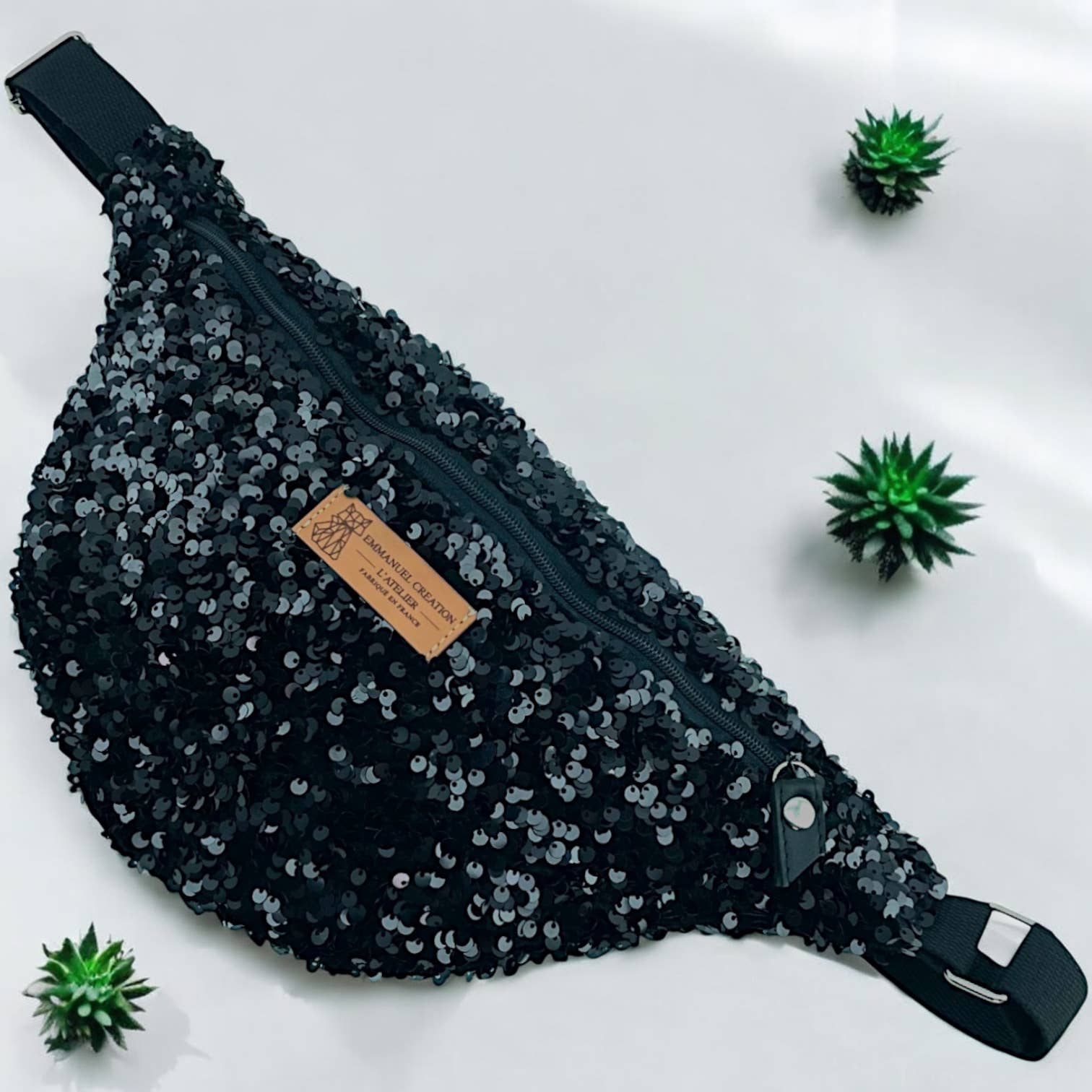 Emmanuel Création - Wholesale Schoudertas - Dames - Heuptasje, "Sequin" zwart0