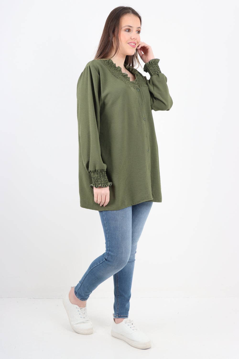 Miss Bold – wholesale Tunic – Women’s – Italian Shirred V Neck Long Sleeve Tunic Top14