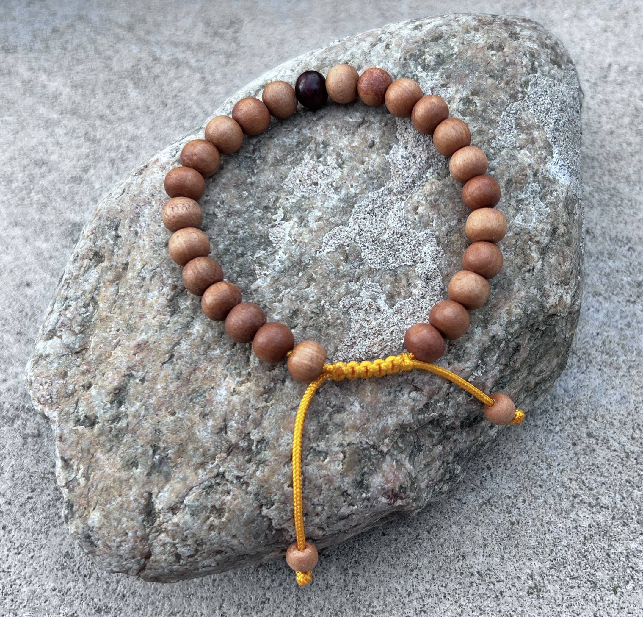 Lungta Imports - Wholesale Beaded Bracelet - Sandalwood Beads Adjustable Wrist Mala Bracelet1