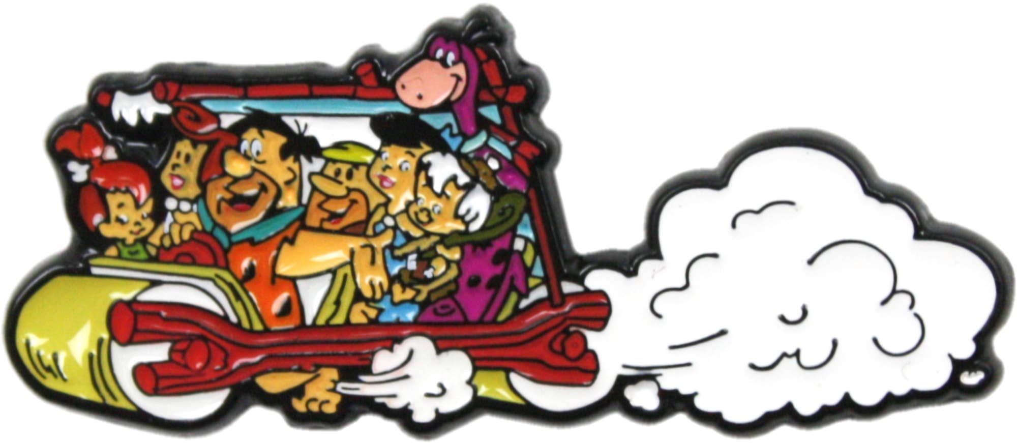 Square Deal Recordings & Supplies – wholesale Lapel pin/button – Enamel Pin - The Flintstones - Group Shot - Driving1