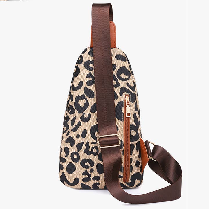 Marron Sac bandoulière imperméable à imprimé léopard en vente sur Faire1