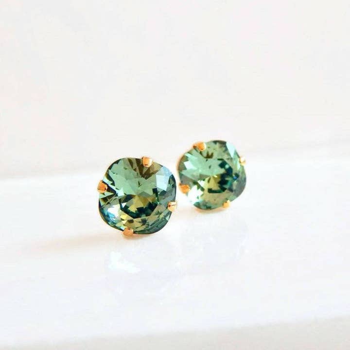 Erinite green crystal stud earrings for wholesale by Love Your Bling®