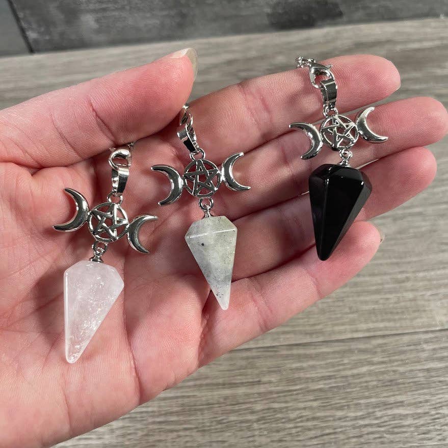 Keystone Crystals - Wholesale Meditation Supplies - Triple Moon Gemstone Pendulum for Energy Work, Divination2