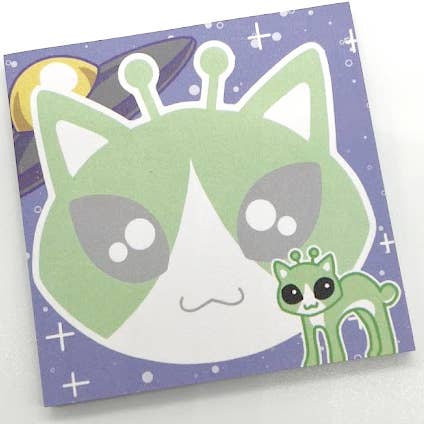 Alien Cat Sticky Note for wholesale by Triclops Rabbit