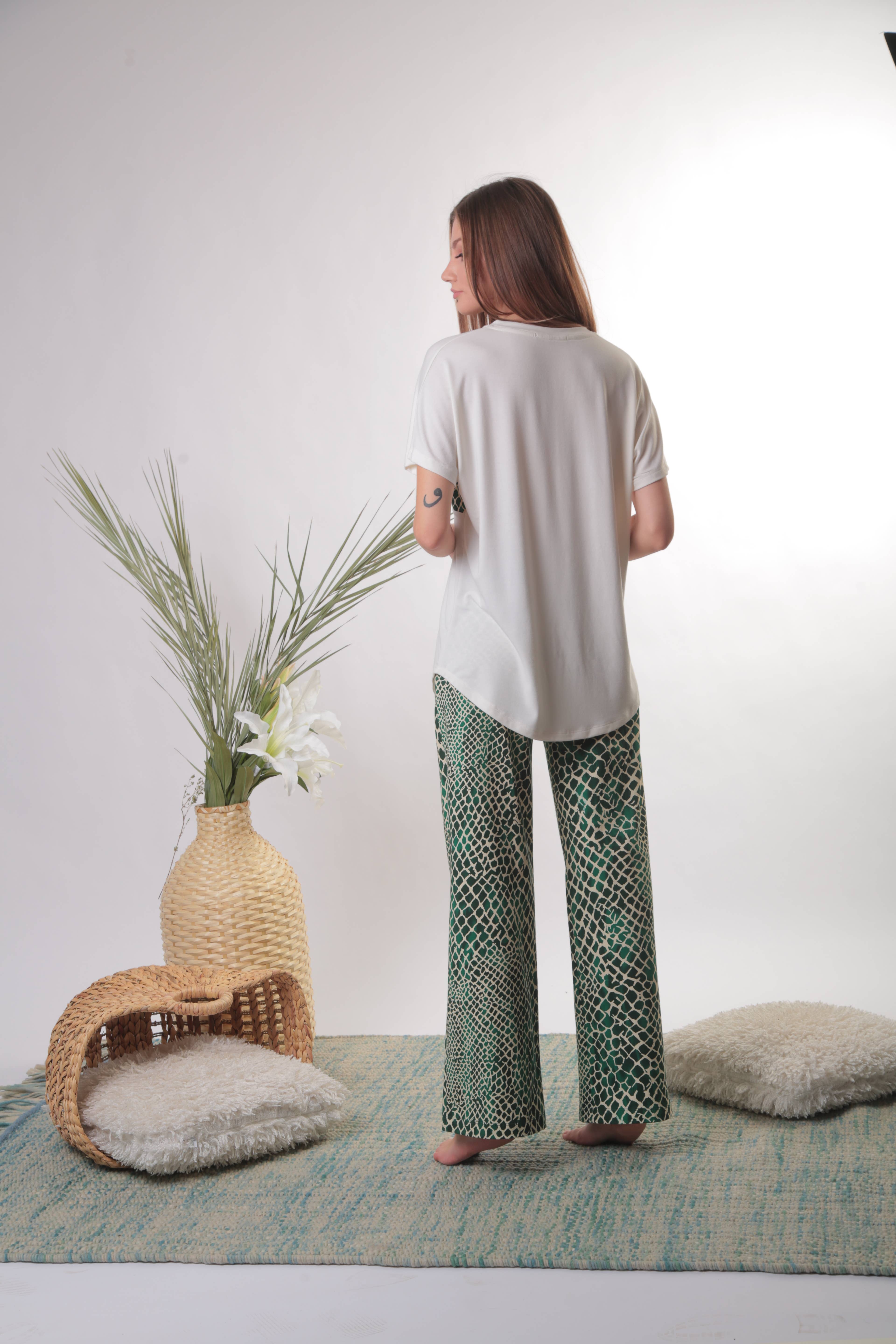 Some More Design - Vente Haut et bas de pyjama – femme - Pyjama en coton pour femmes, ensemble de pyjama léopard bleu marine5