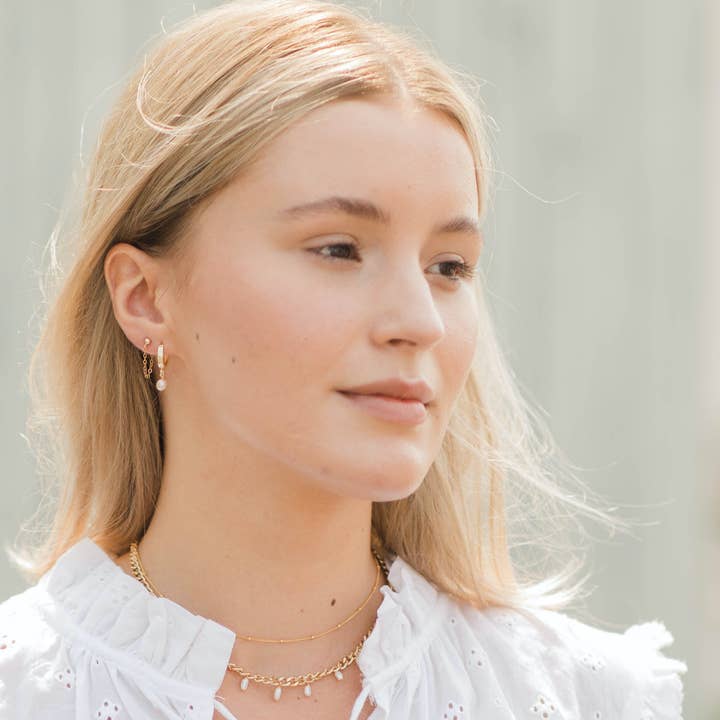 May Martin - Wholesale Hoop Earrings - Alina Pearl Hoops