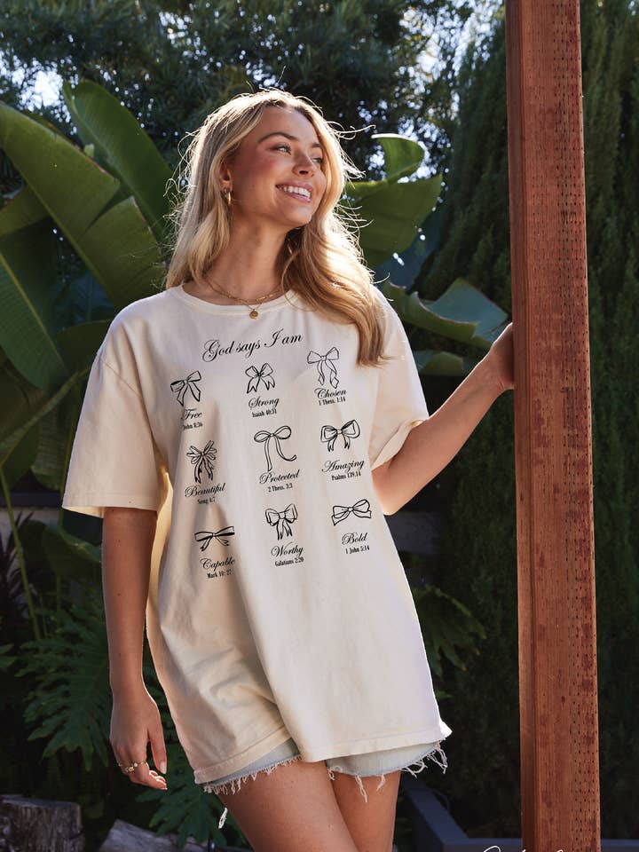 GOD SAYS I AM Oversized Graphic Top for wholesale by OAT COLLECTIVE