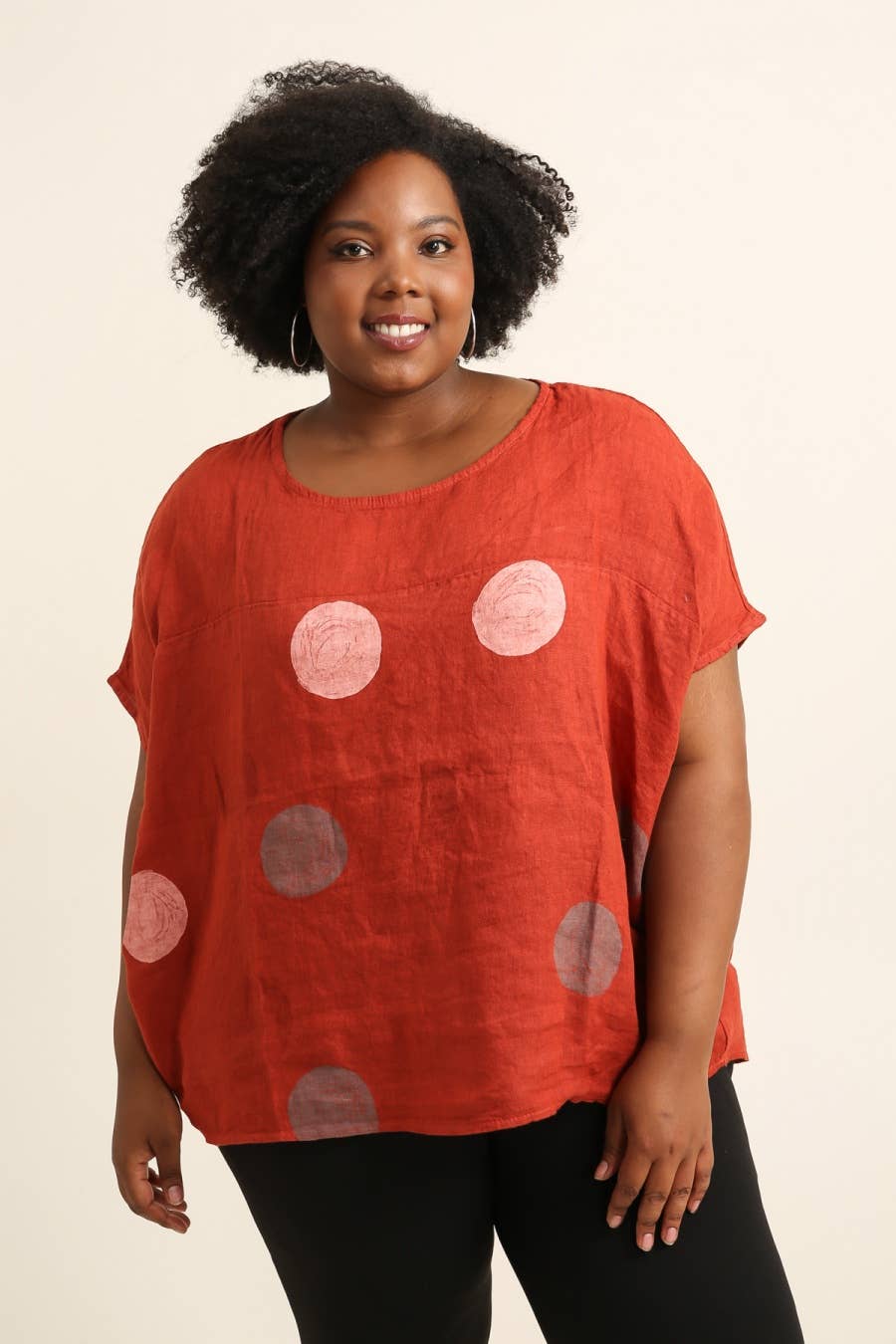 Lea & Luc - Grandes Tailles - Vendita all'ingrosso Tunica - Donna - Tunic in lino taglie comode con stampa a cerchi15