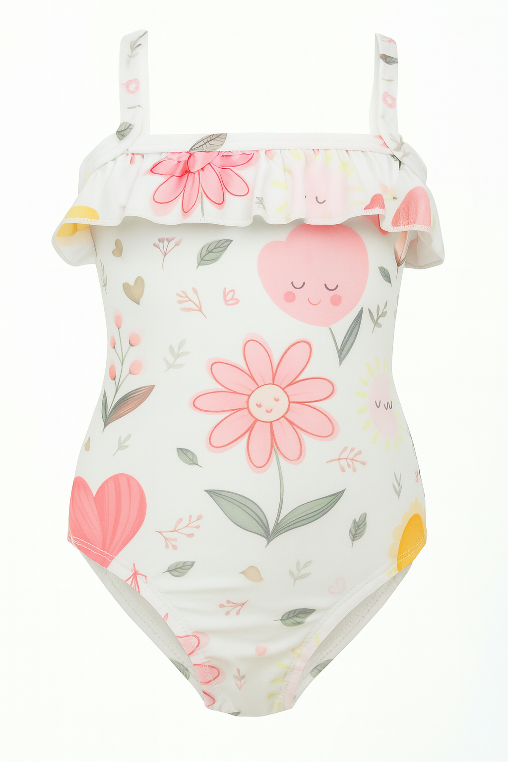 Fennco Styles - Wholesale One Piece Swimsuit - Kids - Ivory Flower One-Piece Toddler Girl Swimsuit2