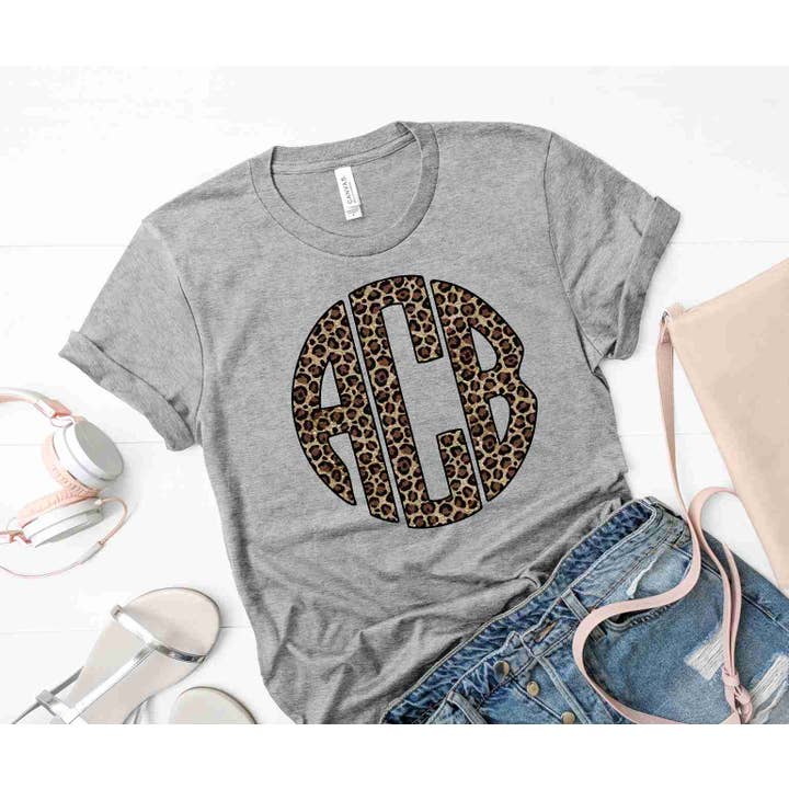 Leopard Print Monogram- Graphic Tee for wholesale by Jasie Blanks