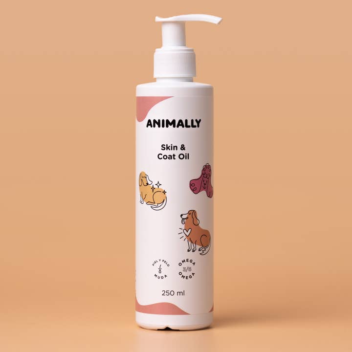 ANIMALLY - Taking care of your pet's health - – Großhandel Nahrungsergänzungsmittel für Haustiere – Katze/Hund – Haut- und Fellöl 250 ml1