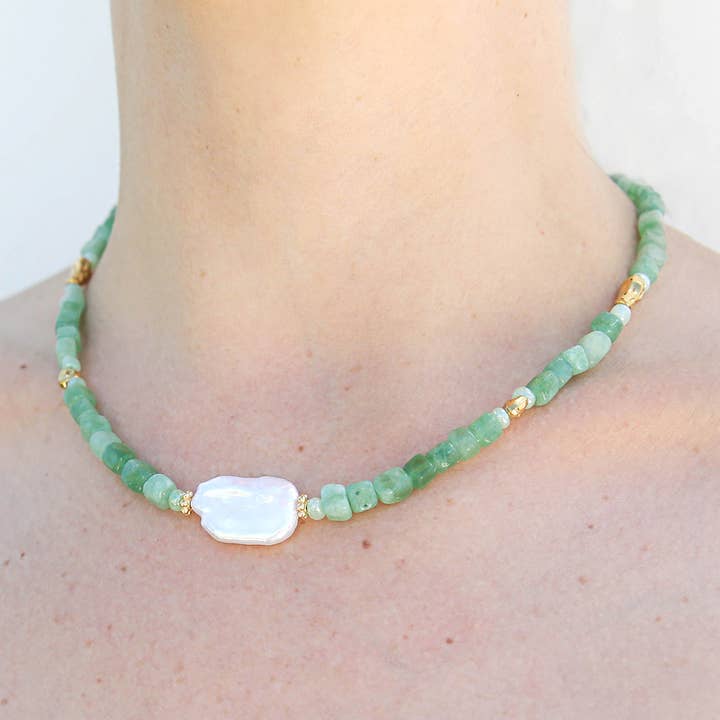 Kingston Jewellery - Wholesale Beaded/pearl necklace - Sage Pearl Necklace 1
