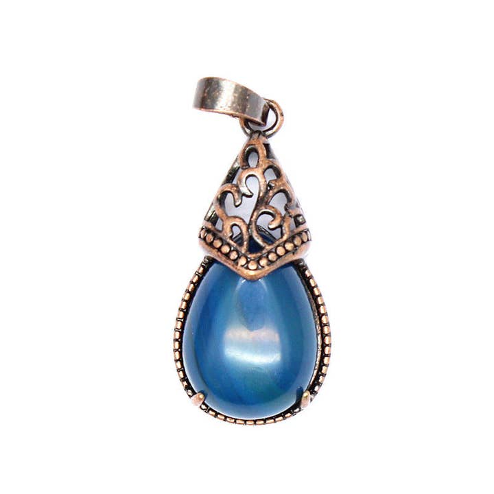 Mio Queena - Wholesale Individual Charm/Pendant - Drop-shaped Natural Stone Bronze Charms (Single Pendant) -CS11