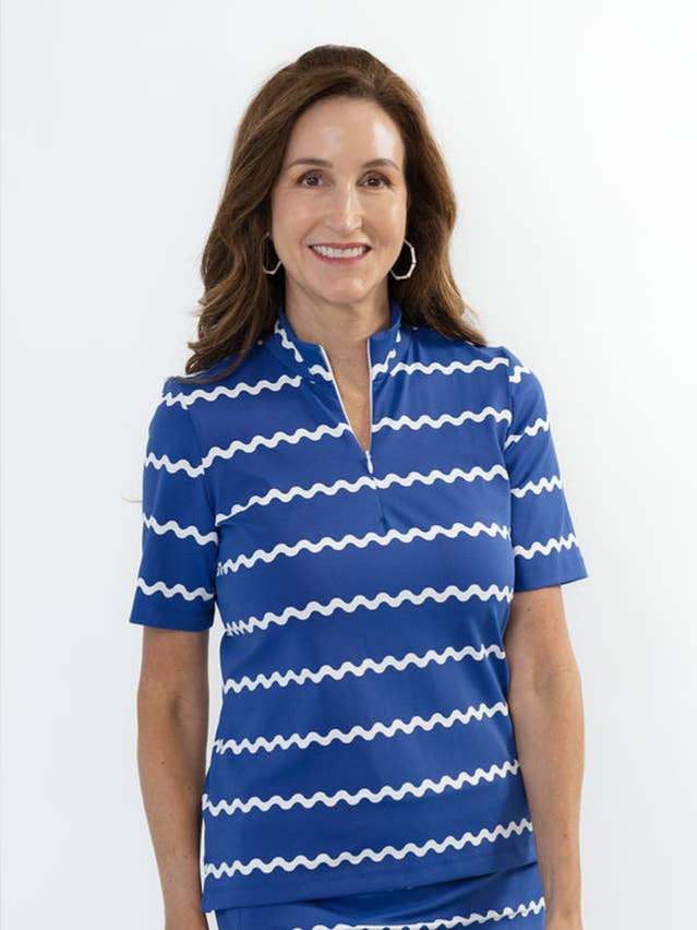 Blair Top a Maniche Corte - Ric Rac a Righe Blu Navy/Bianco per la vendita all'ingrosso da parte di sailor-sailor