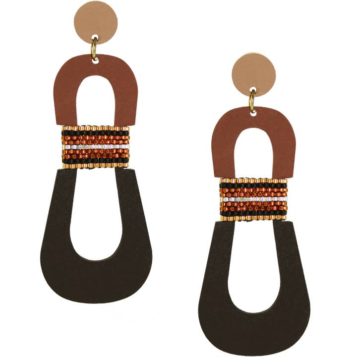 Brincos Leves em Forma de Ampulheta | Grão de Cacau por atacado de SCOTCHBONNET!