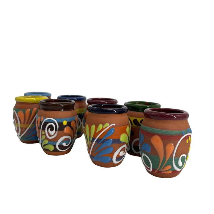 Fiesta McAllen LLC – wholesale Shot glass – Mini Ceramic Cantarito Tequila Shooters