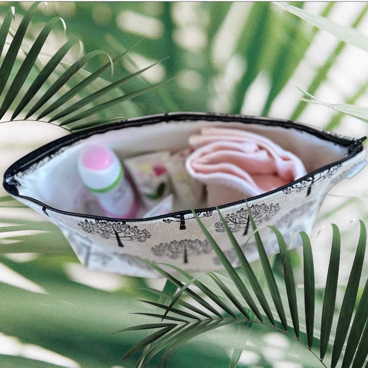 everydaybags.gifts - Wholesale Toiletry Bag - Women's - Eco-Friendly Handmade Washbag – Black Mulberry Fabric1