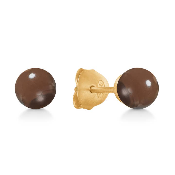 Columbine Ohrstecker Rauchquarz - 14 Karat vergoldet für den Großhandel von Lisberg Jewellery