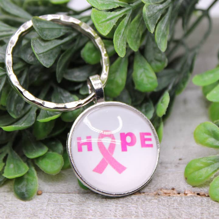 Hope Pink Ribbon Breast Cancer Awareness • Keychain for wholesale by Hylidae Boutique