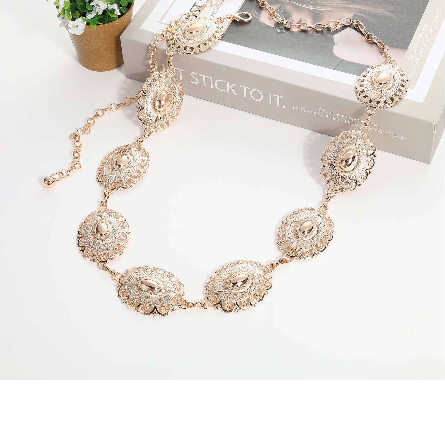 Little Trendy - Vente Ceinture – femme - Ceinture à chaîne Western Turquoise Concho3