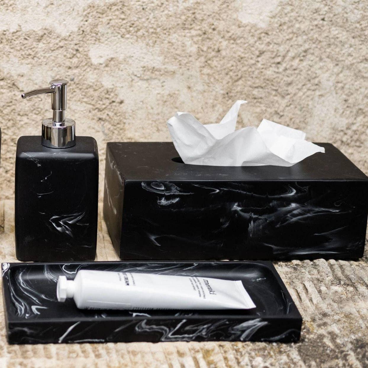 Andrea House - Wholesale Tissue Box - Black classic marble tissue holder0