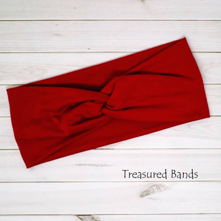 Red Solid Comfy Knit Fashion Sport Work Twist Headband for wholesale by Treasured Haven