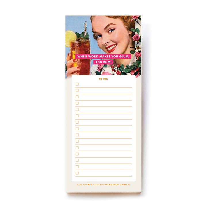 The Raccoon Society - Wholesale Notepad - Add Rum - Fridge Notepad