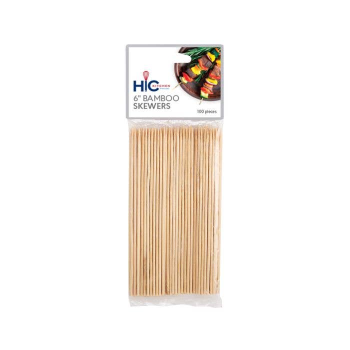 HIC - Harold Import Co. - Wholesale Kitchen Tool/Gadget - HIC Kitchen Bamboo Skewer, 6in, Pack Of 100
