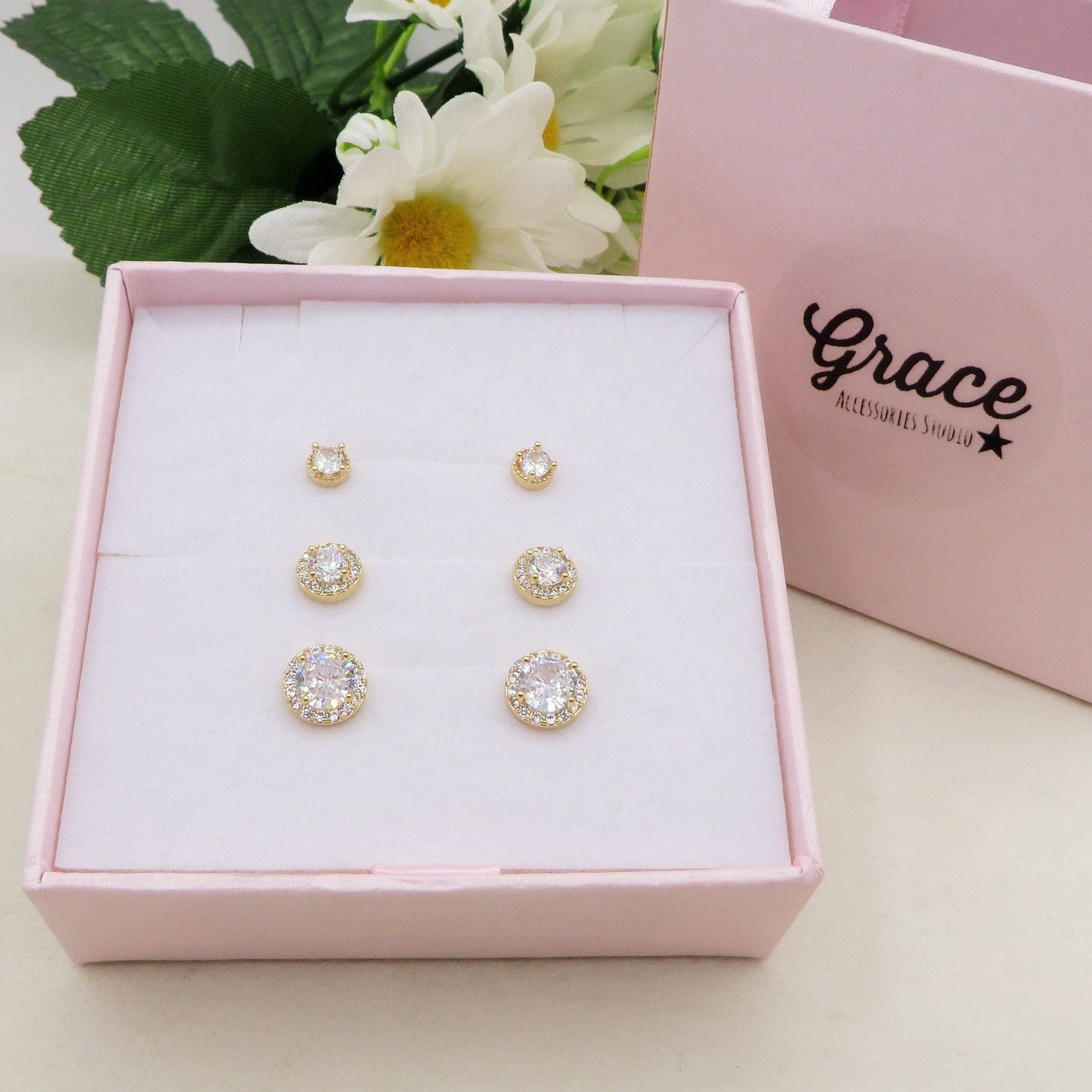 Daemon srls - Wholesale Jewelry Set - DELILAH Set 3 Paia- Orecchini punto luce in Cubic Zirconia2